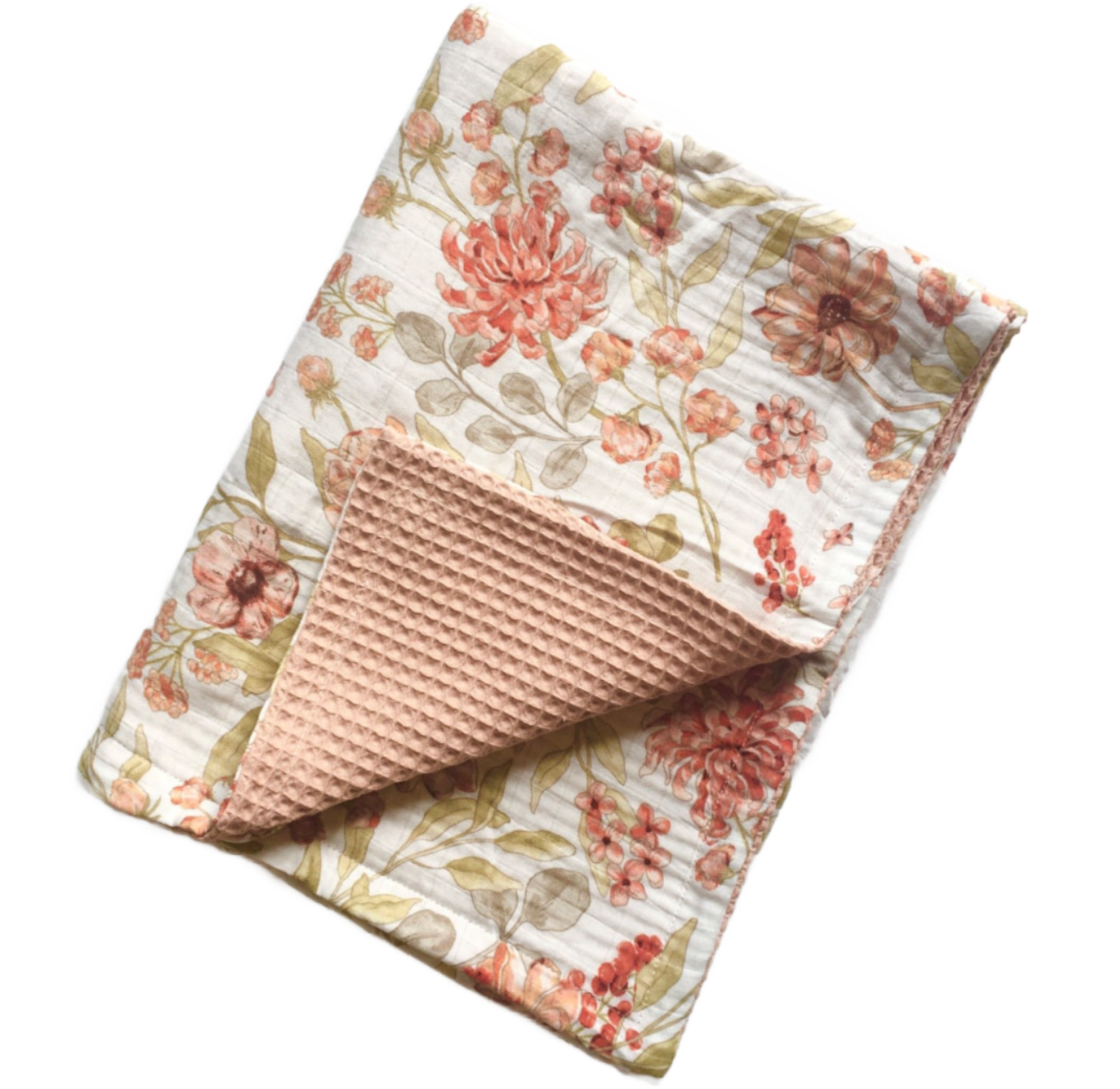 Waffle and Muslin Receiving Blanket