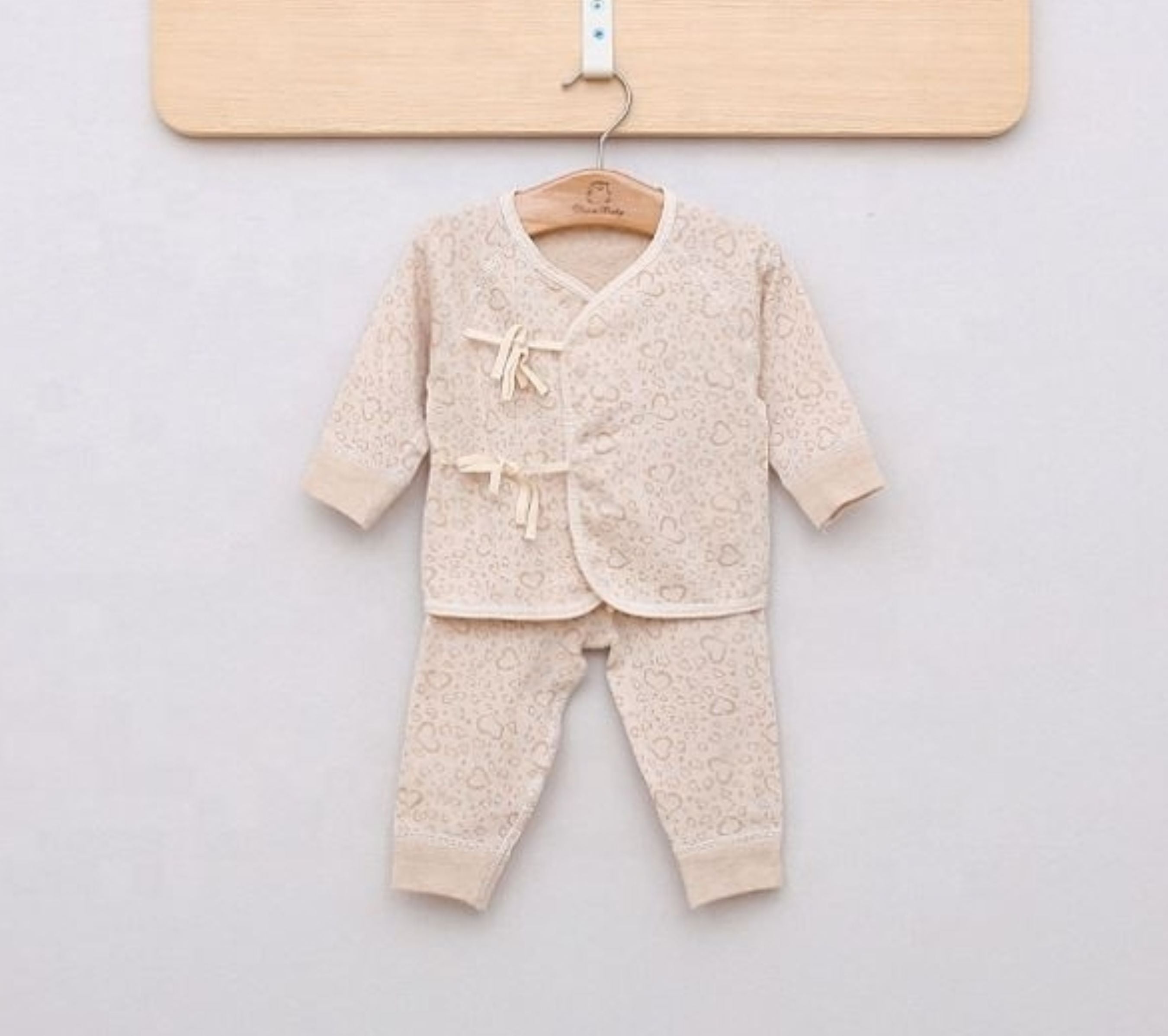 Organic Cotton Baby Heart Print Kimono Set