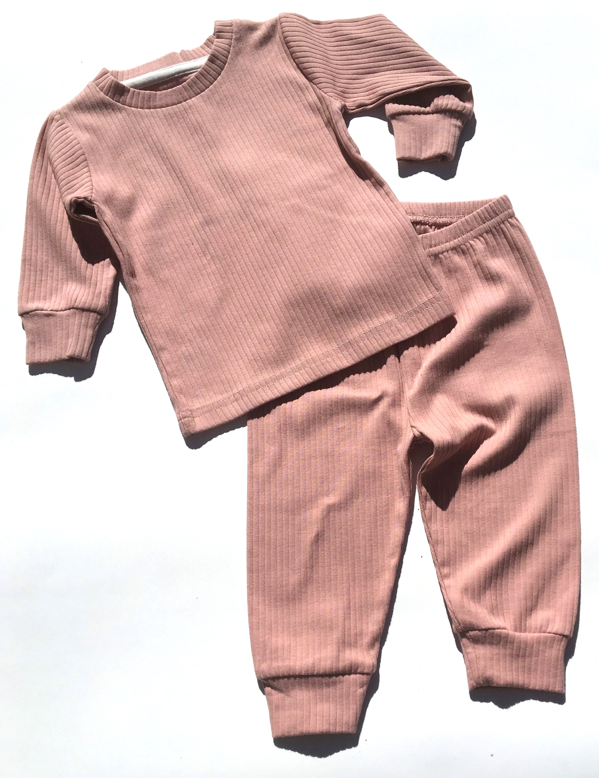 Ribbed Baby Pajama Set  (Pink)