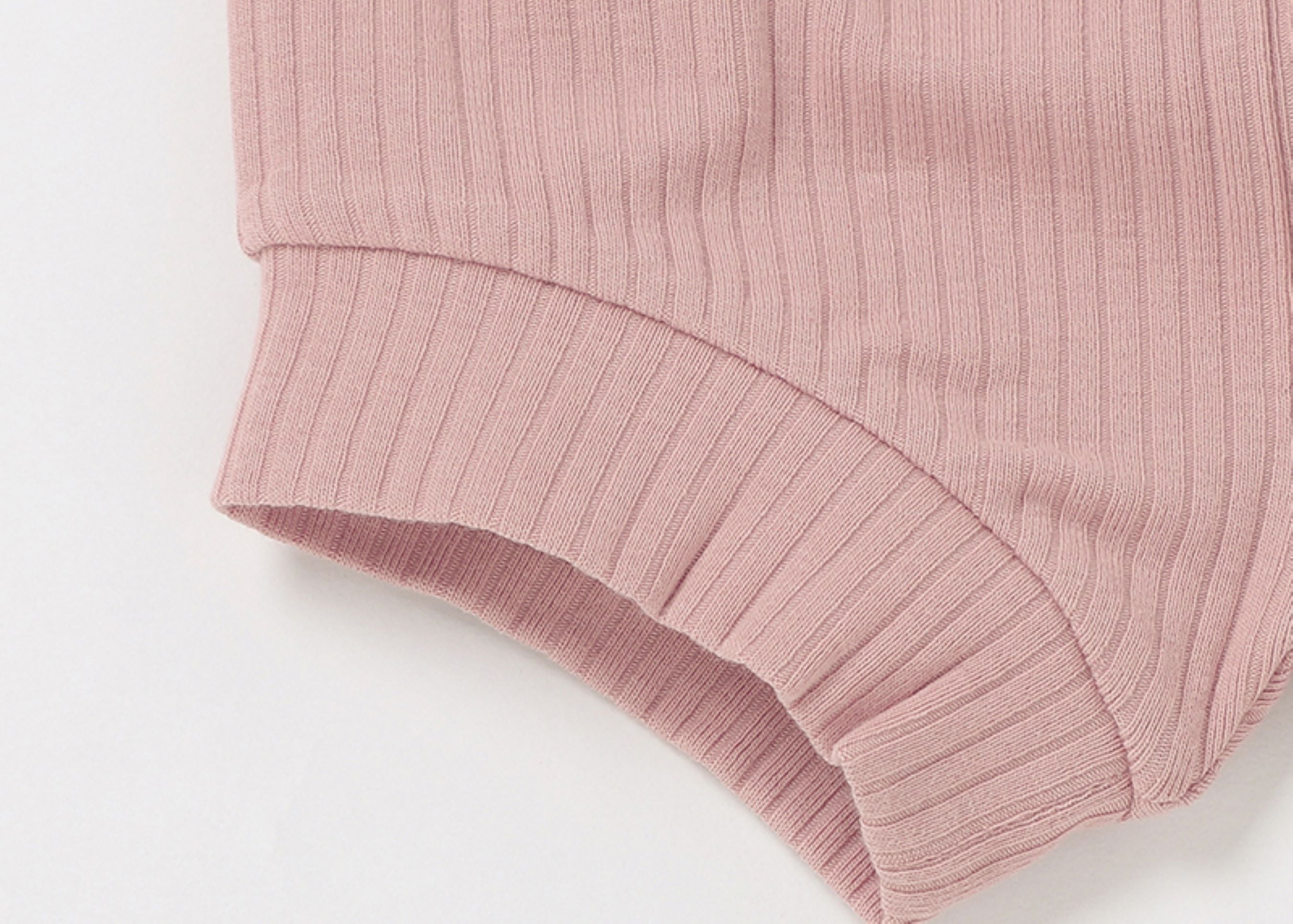 Short Sleeved Ribbed Baby Pajamas (Pink)