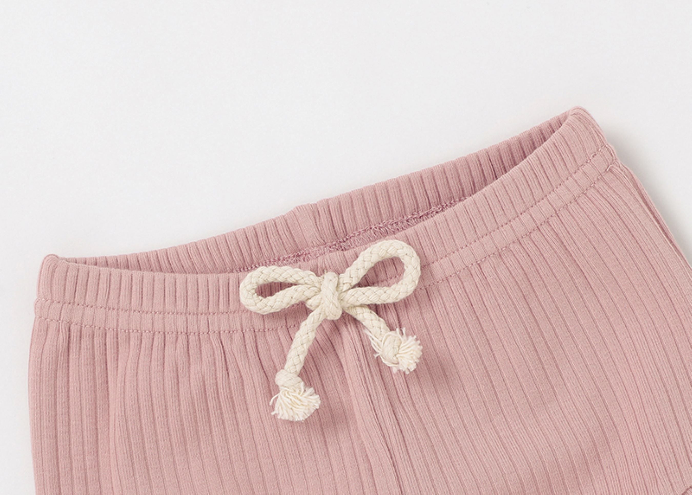 Short Sleeved Ribbed Baby Pajamas (Pink)