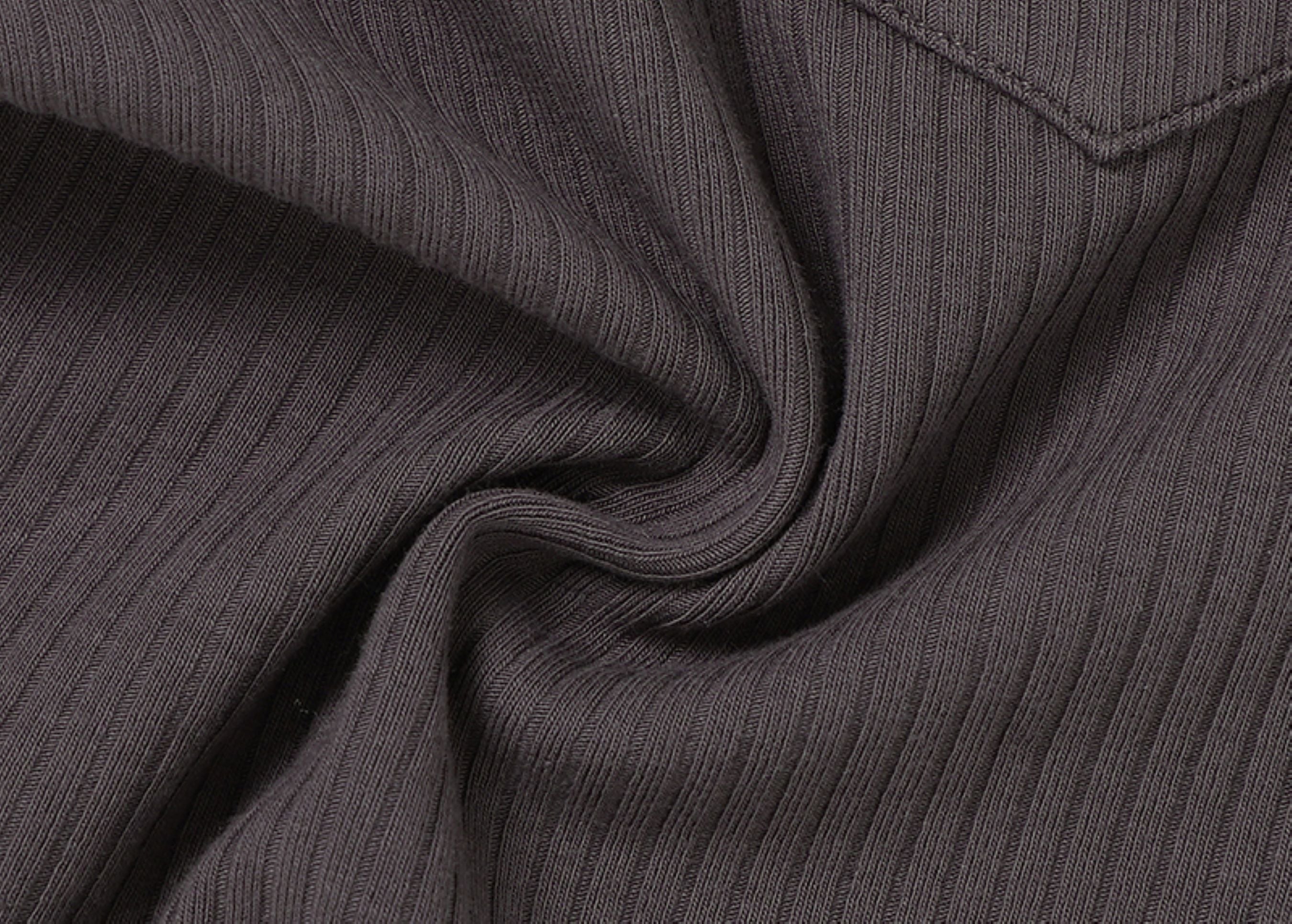 Short Sleeved Ribbed Baby Pajamas (Truffle)