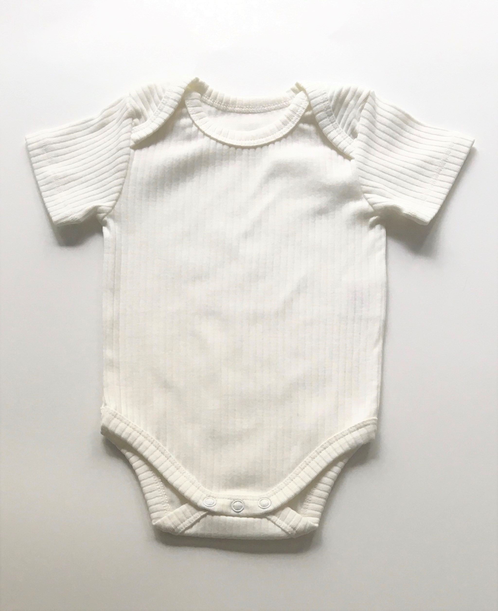 Short Sleeved Ribbed Baby Onesie